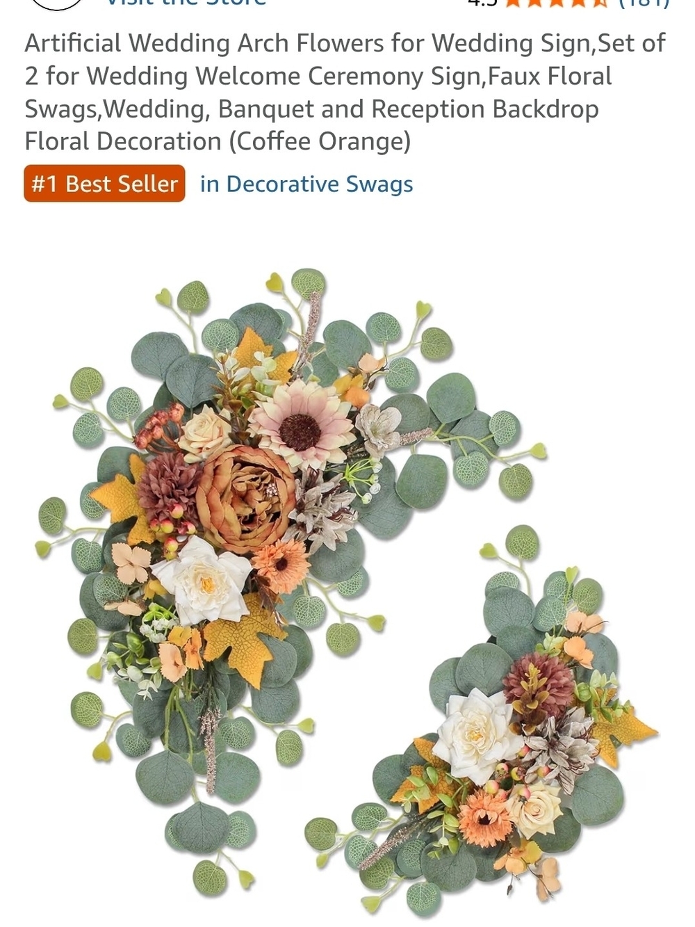 Autumn Eucalyptus Floral Wedding Set - Fall Orange & Green - Picture 6 of 14